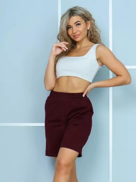 Ш-02 НСД Шорты женские (футер) Бордовый