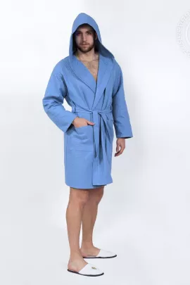 Халат запашной с капюшоном (голубой) 0125XL 56-60 0125XL